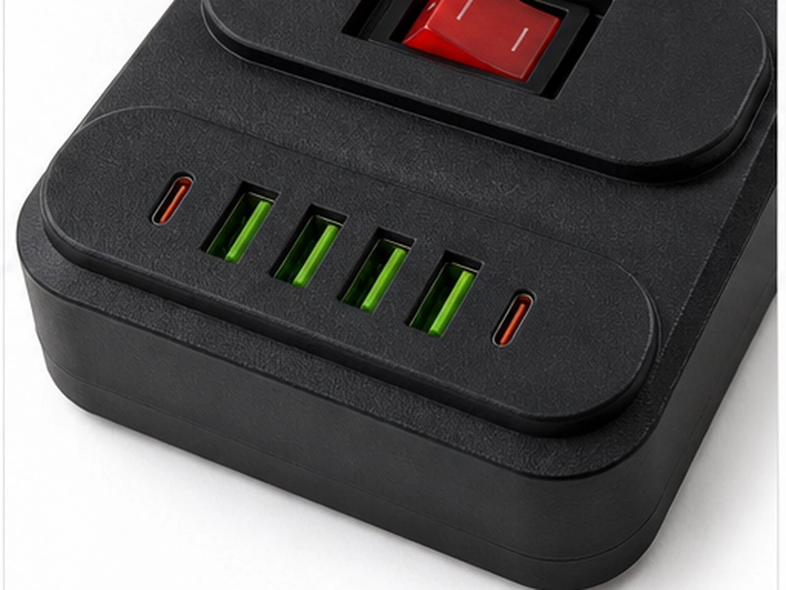 Tuya Black Multi-Socket Power Strip Hidden Camera pinhole lens close-up
