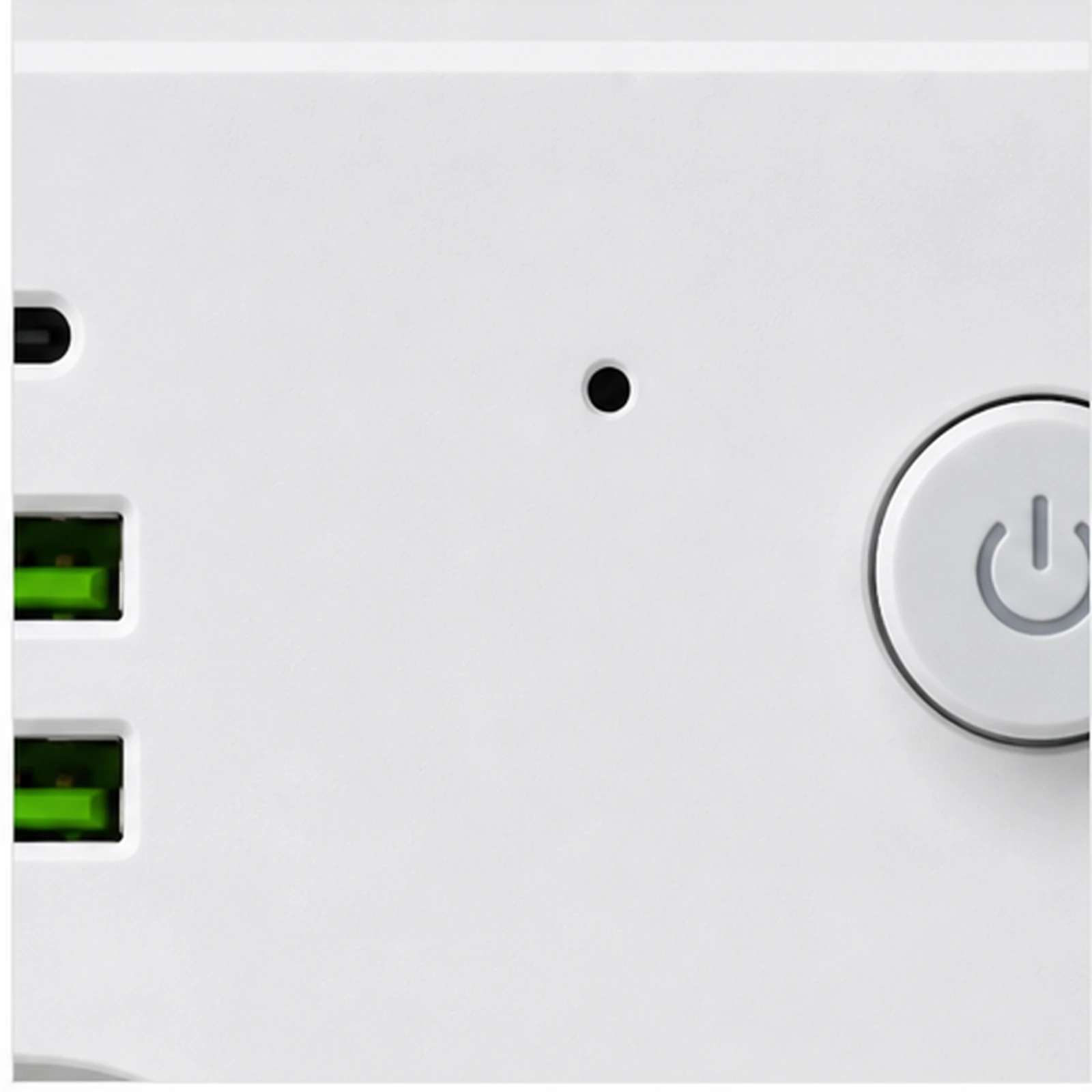 Tuya White Dual Socket Hidden Camera pinhole lens close-up