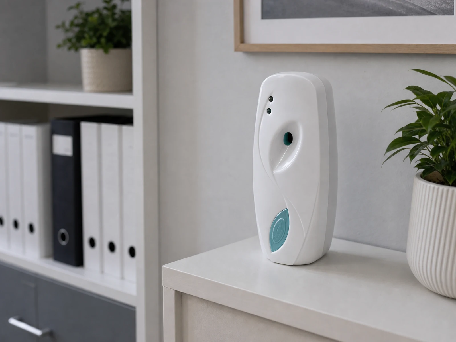 Tuya White Scent Machine Hidden Camera placed in an indoor use scene