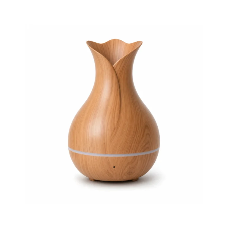 Tuya Wood-Grain Vase Humidifier Hidden Camera front product view