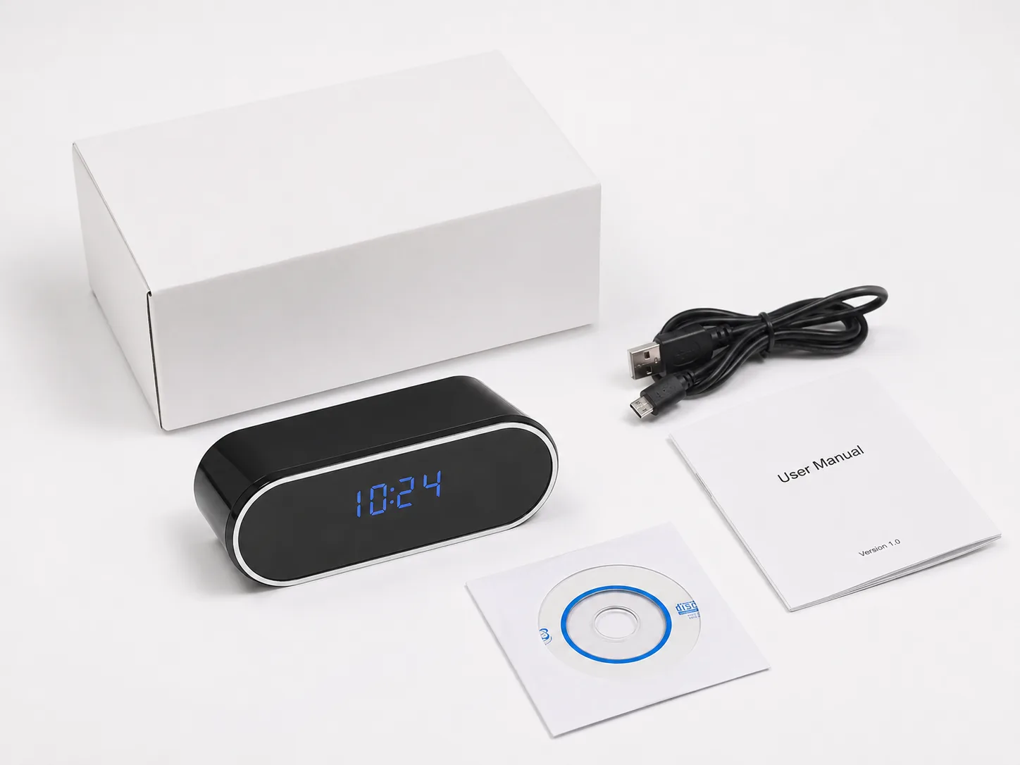 Z10 WiFi Clock Camera Package and Accessories Pacchetto e accessori della telecamera orologio WiFi Z10