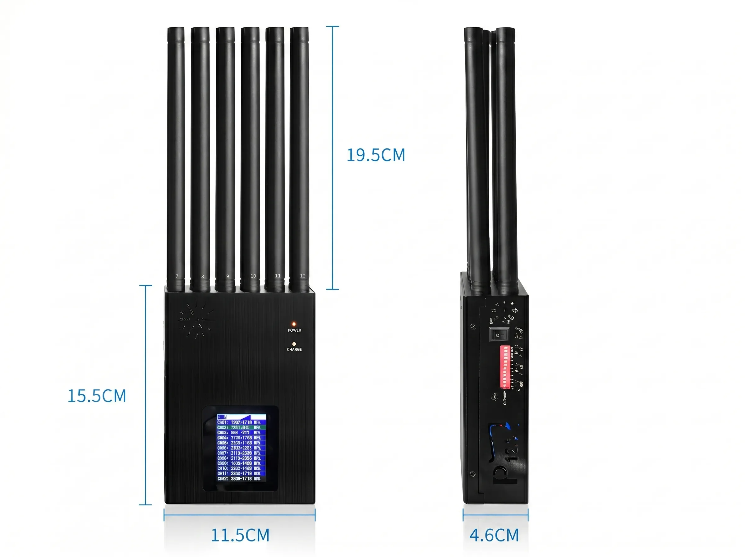F12S Multi-Band Signal Detection Tool size and channel detail