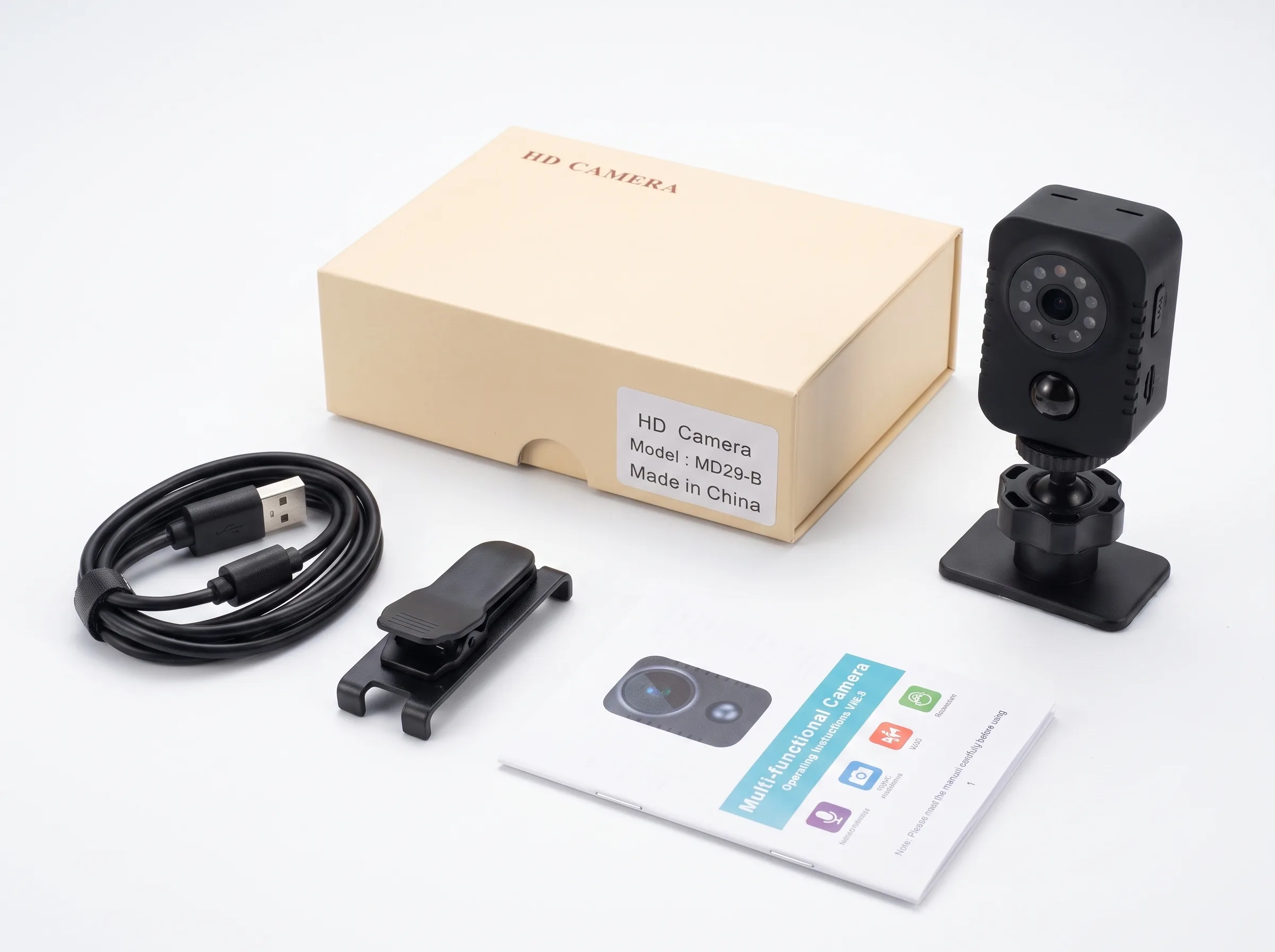MD29 1080P Mini Camera with Night Vision package and accessories