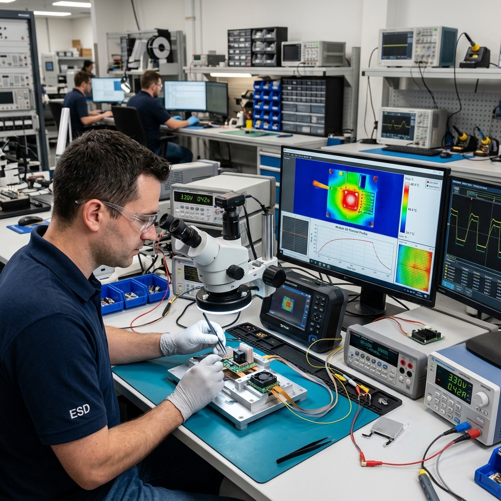Electronics thermal management testing lab bench for miniature camera modules