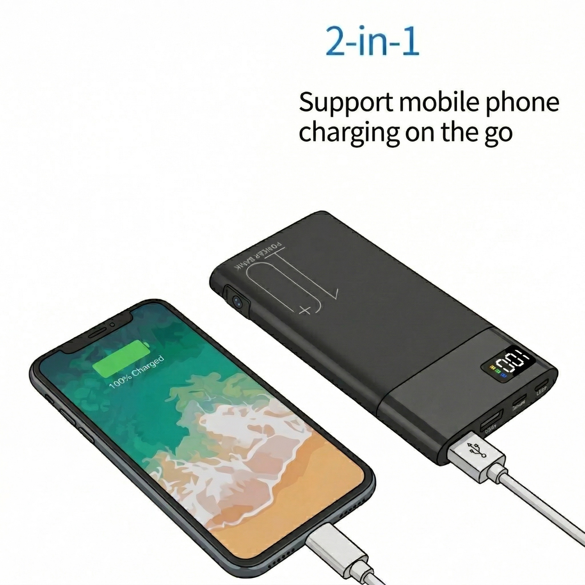 H20 2-in-1 power bank camera phone charging