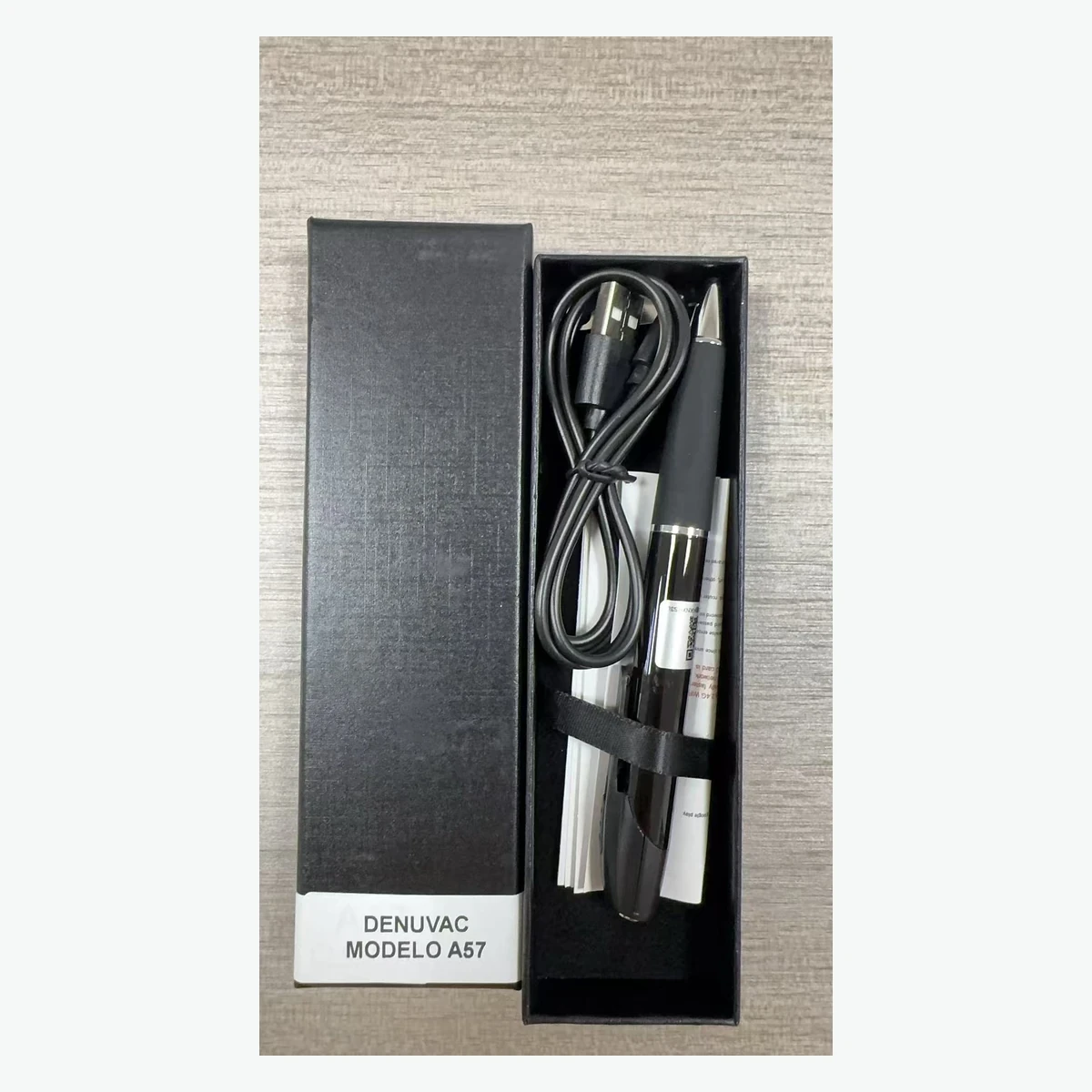 QZT A57 spy pen camera in its retail box