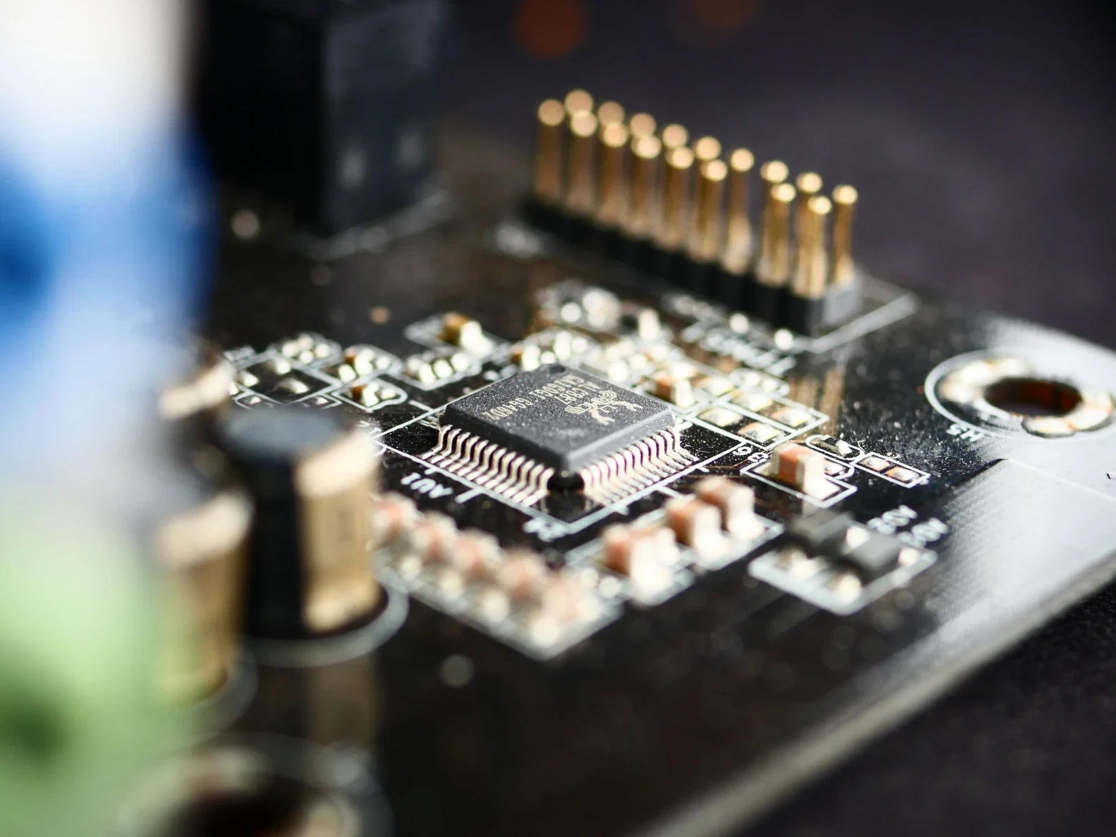 Macro photo of a camera module PCB with image sensor