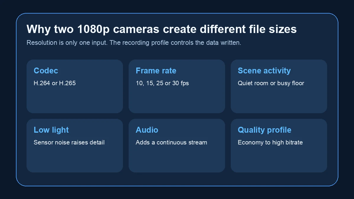 Factors that change 1080p camera file size Codec frame rate scene activity and other factors that change 1080p file size