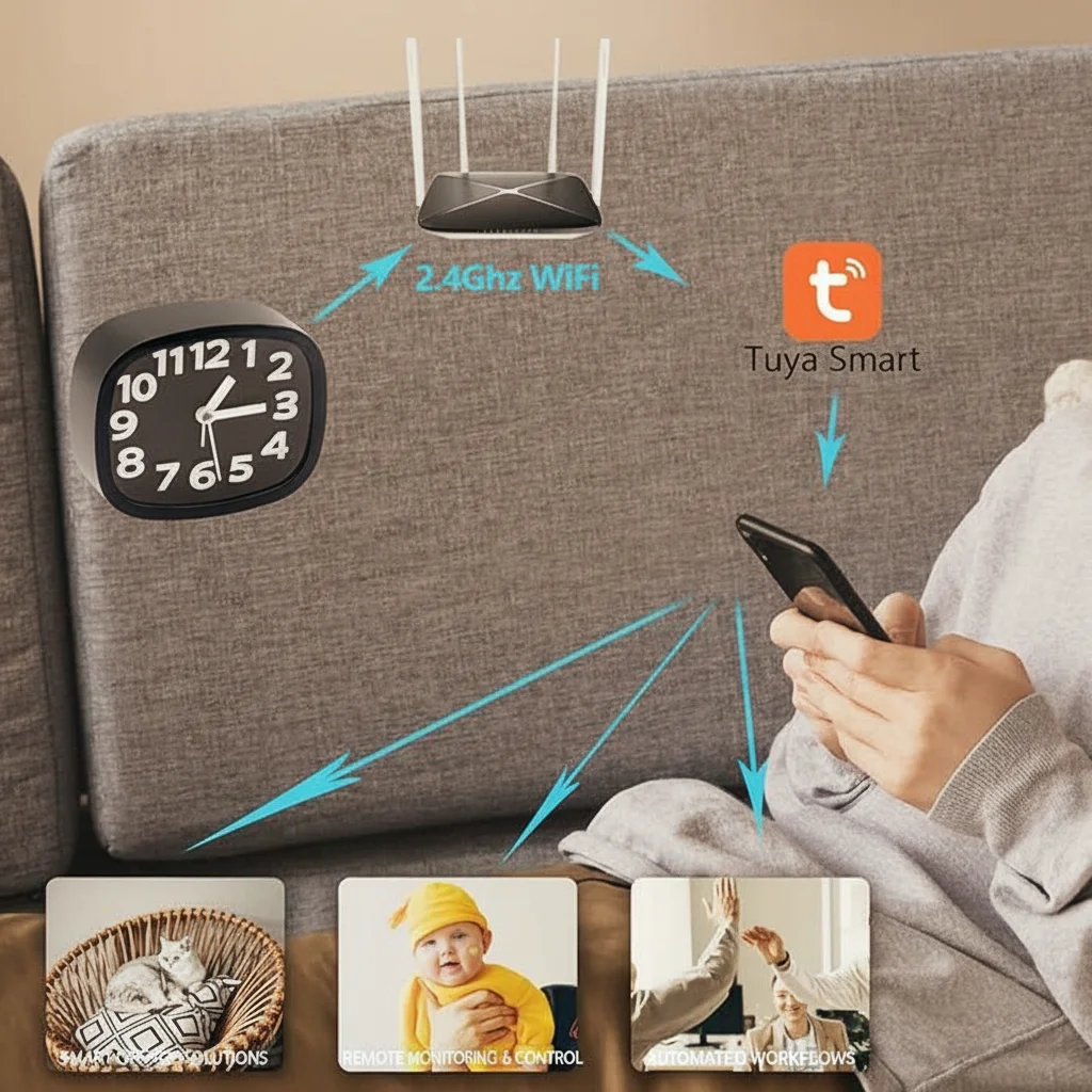 WiFi clock camera Tuya Smart app integration on 2.4GHz network
