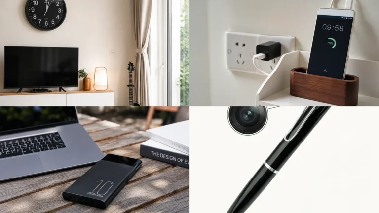 Current QZT hidden camera form factors including clock, charger, power-bank and pen-style products