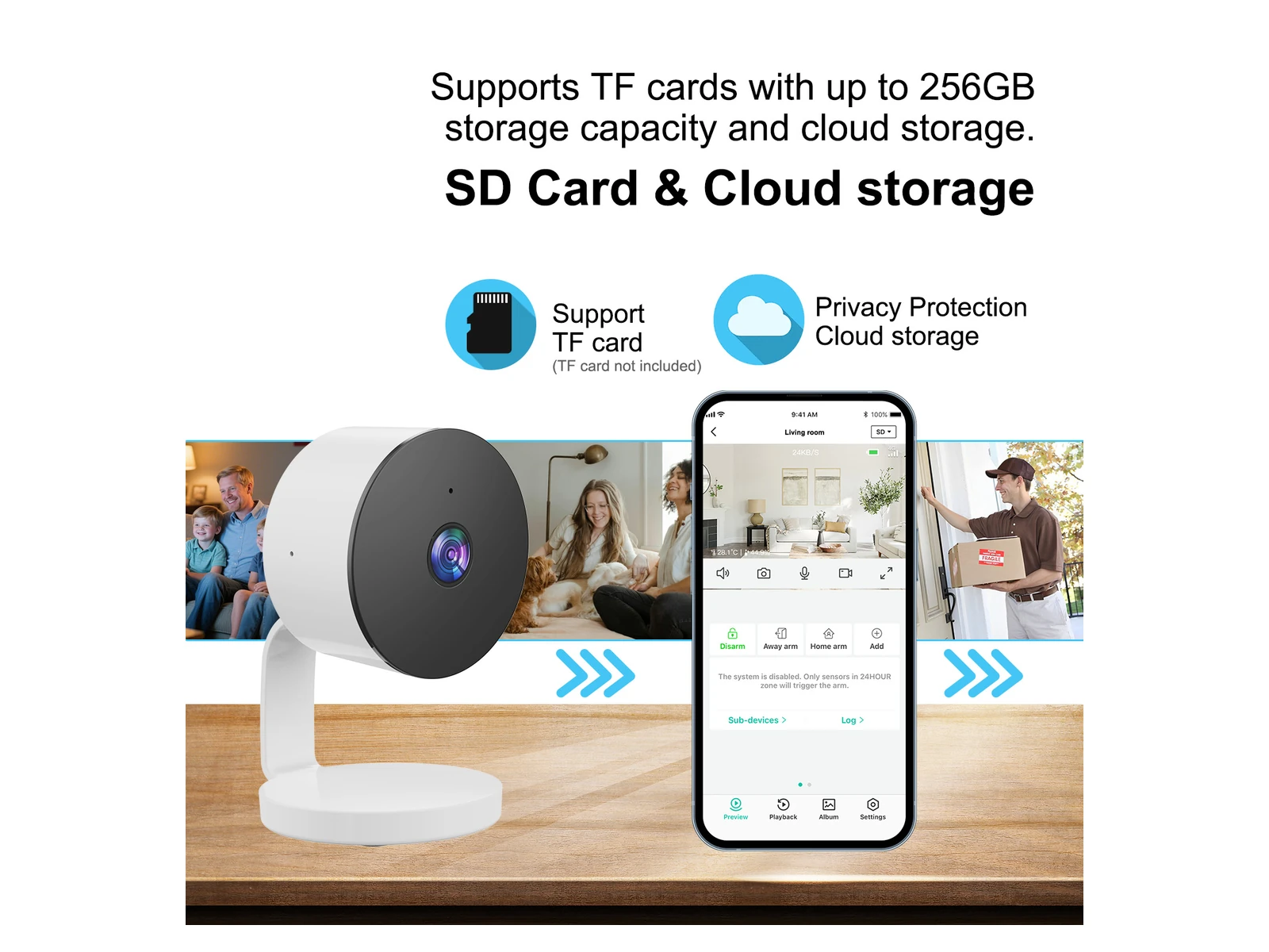 C11 indoor camera app and storage graphic