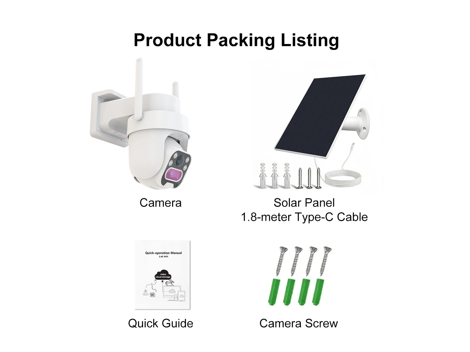 C45L 4MP Solar Pan-Tilt Security Camera supplied package