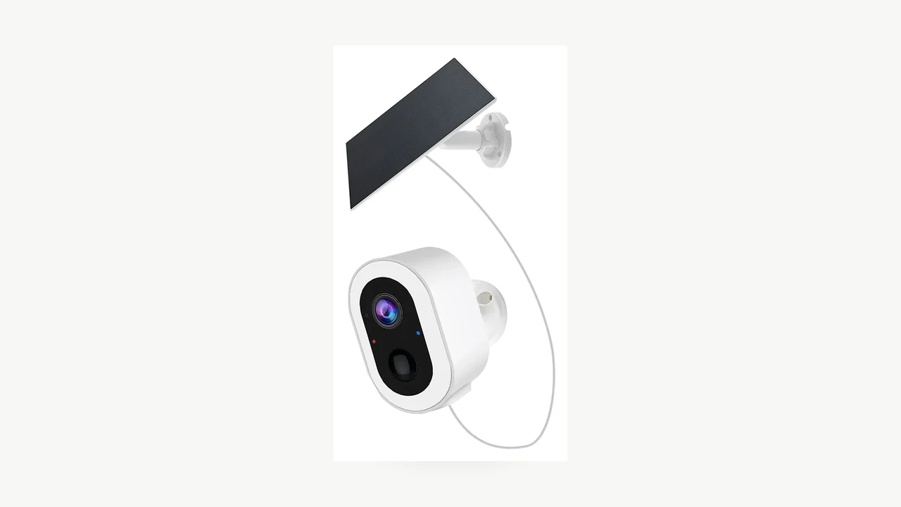 QZT S7L-SP-4G3 solar 4G security camera and solar panel on a clean background