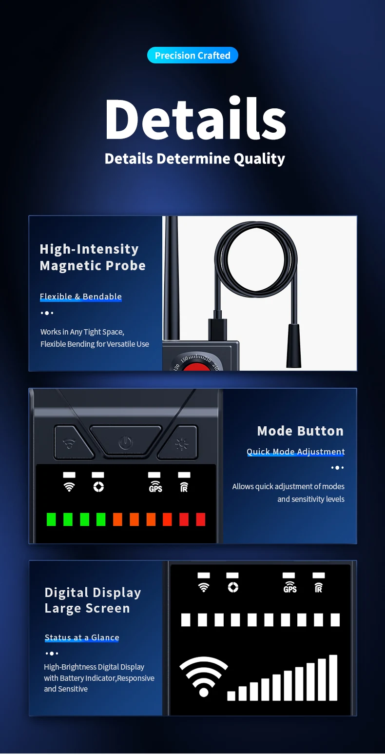 F18 flexible magnetic probe, controls and signal display