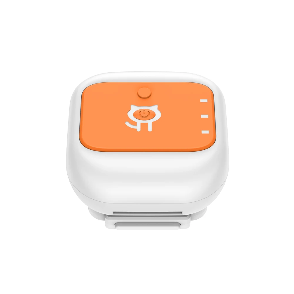 G01 white and orange pet GPS tracker, front view
