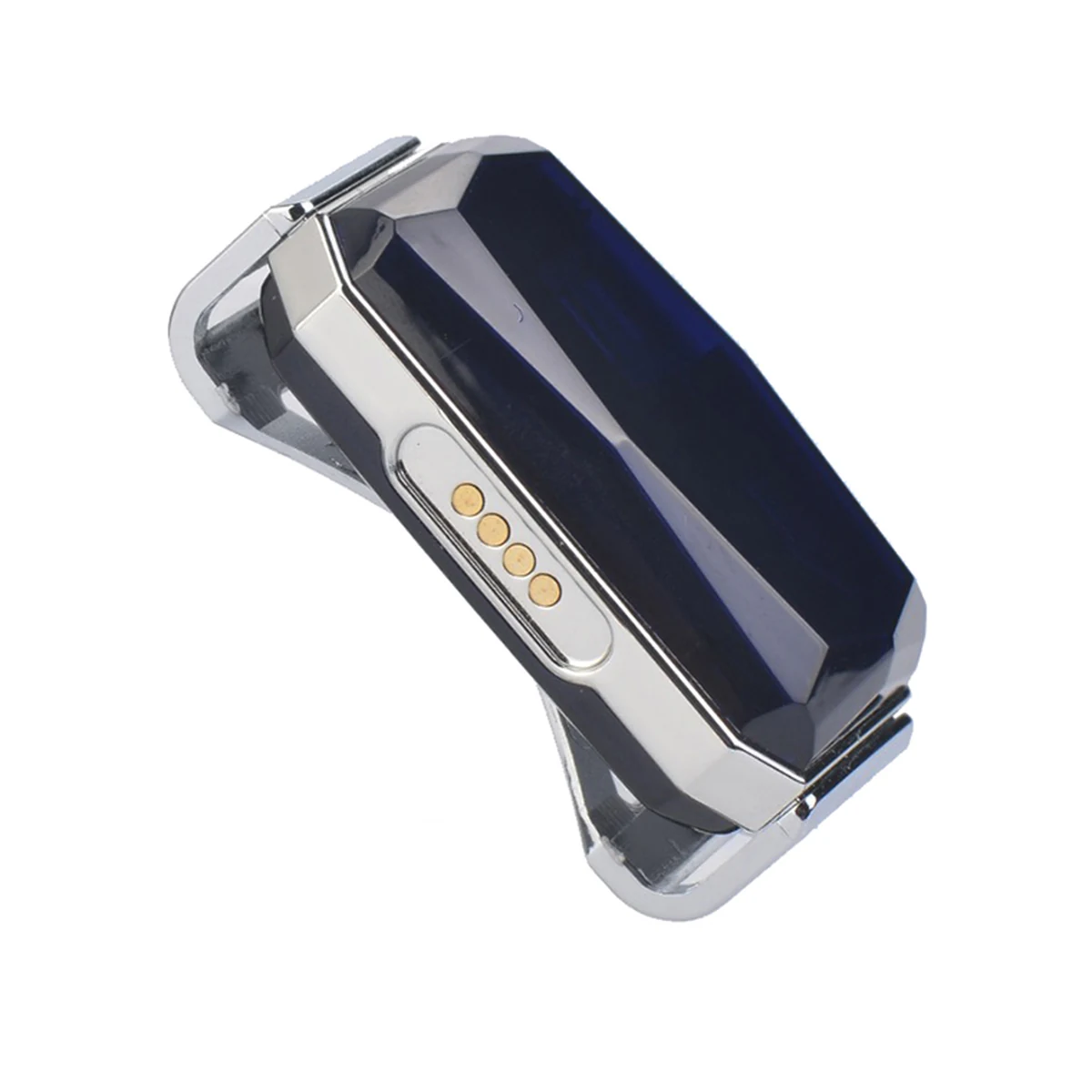 G12 pet GPS tracker angled view showing magnetic charging contacts