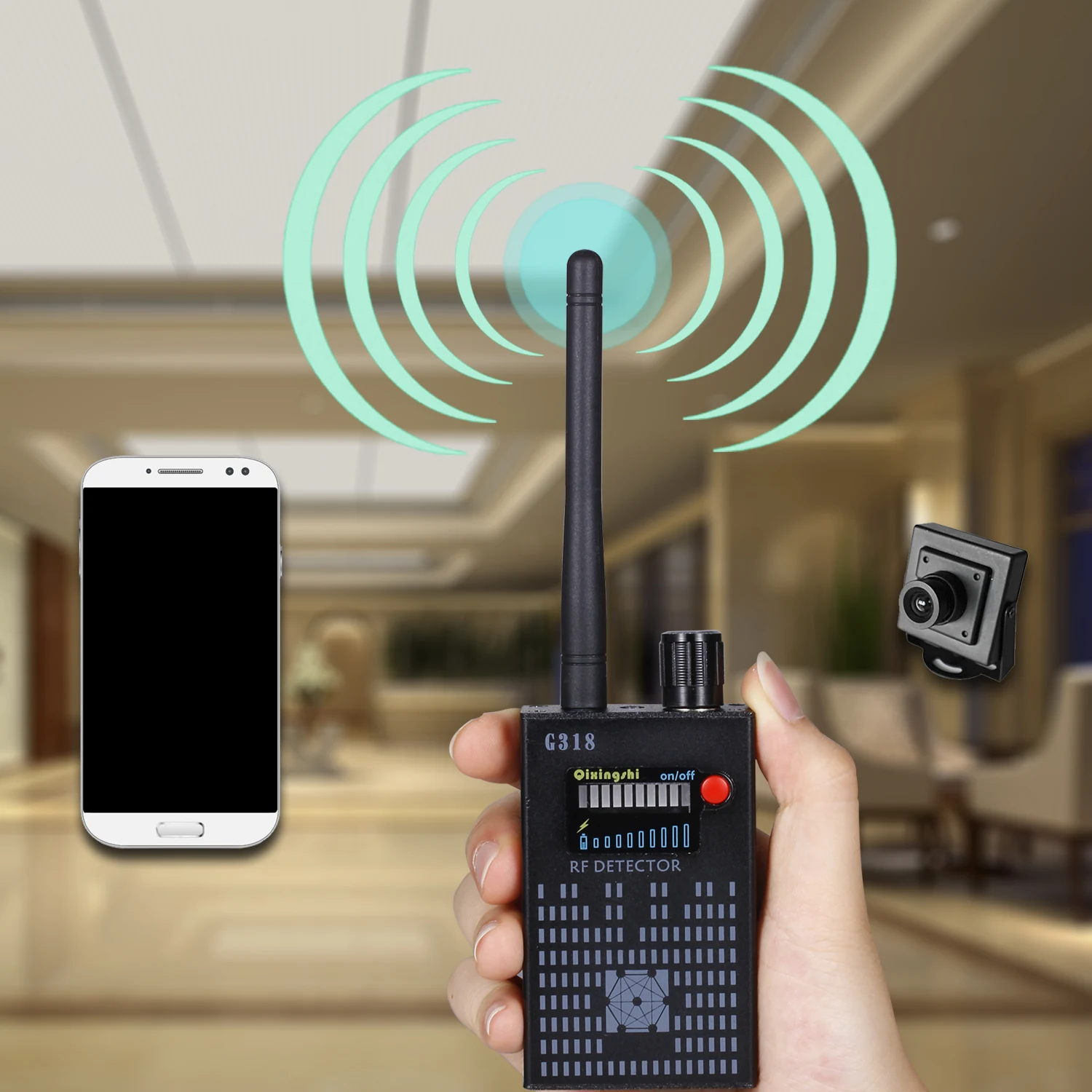G318 RF detector scanning for active wireless transmissions