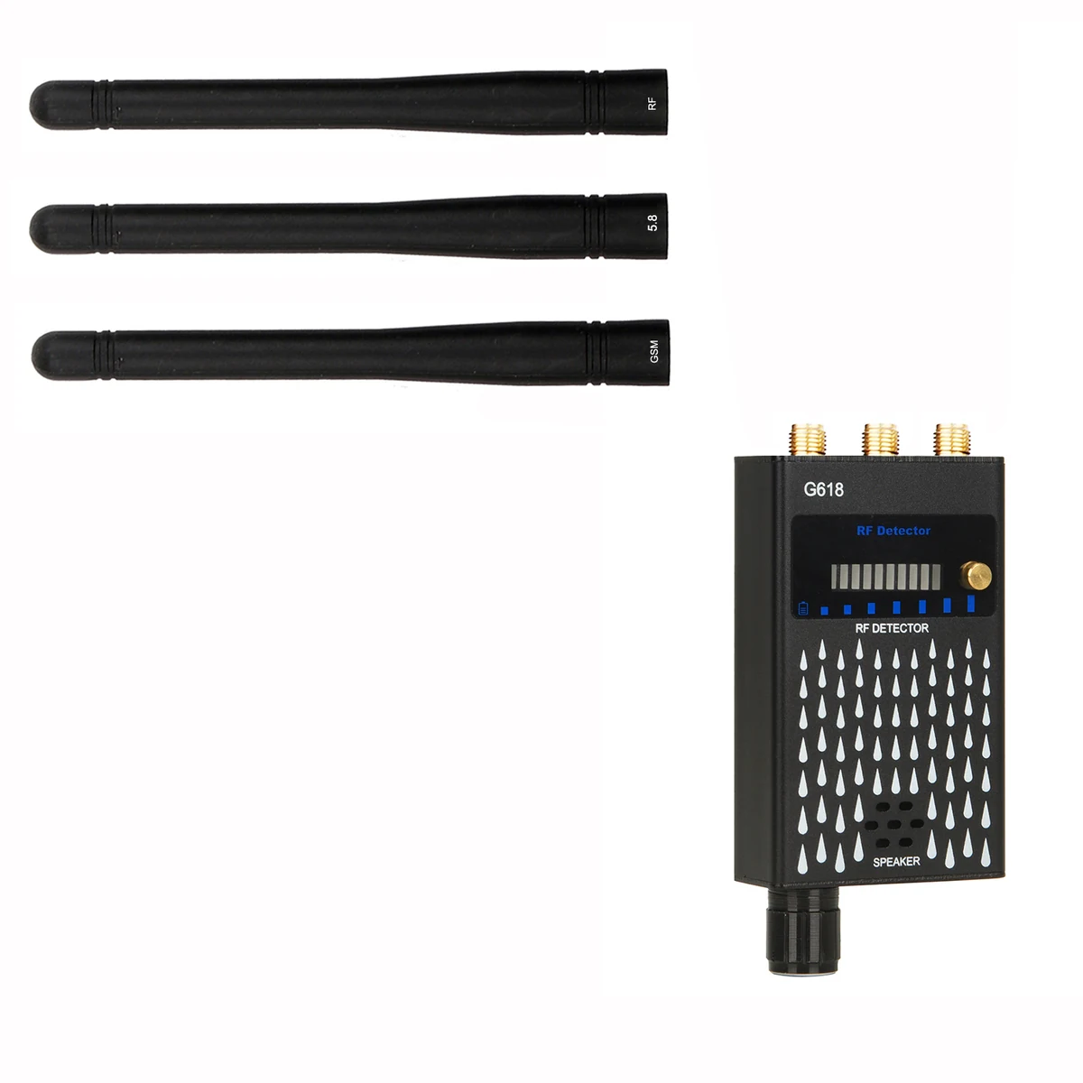 Three separate antennas supplied for G618 RF detector