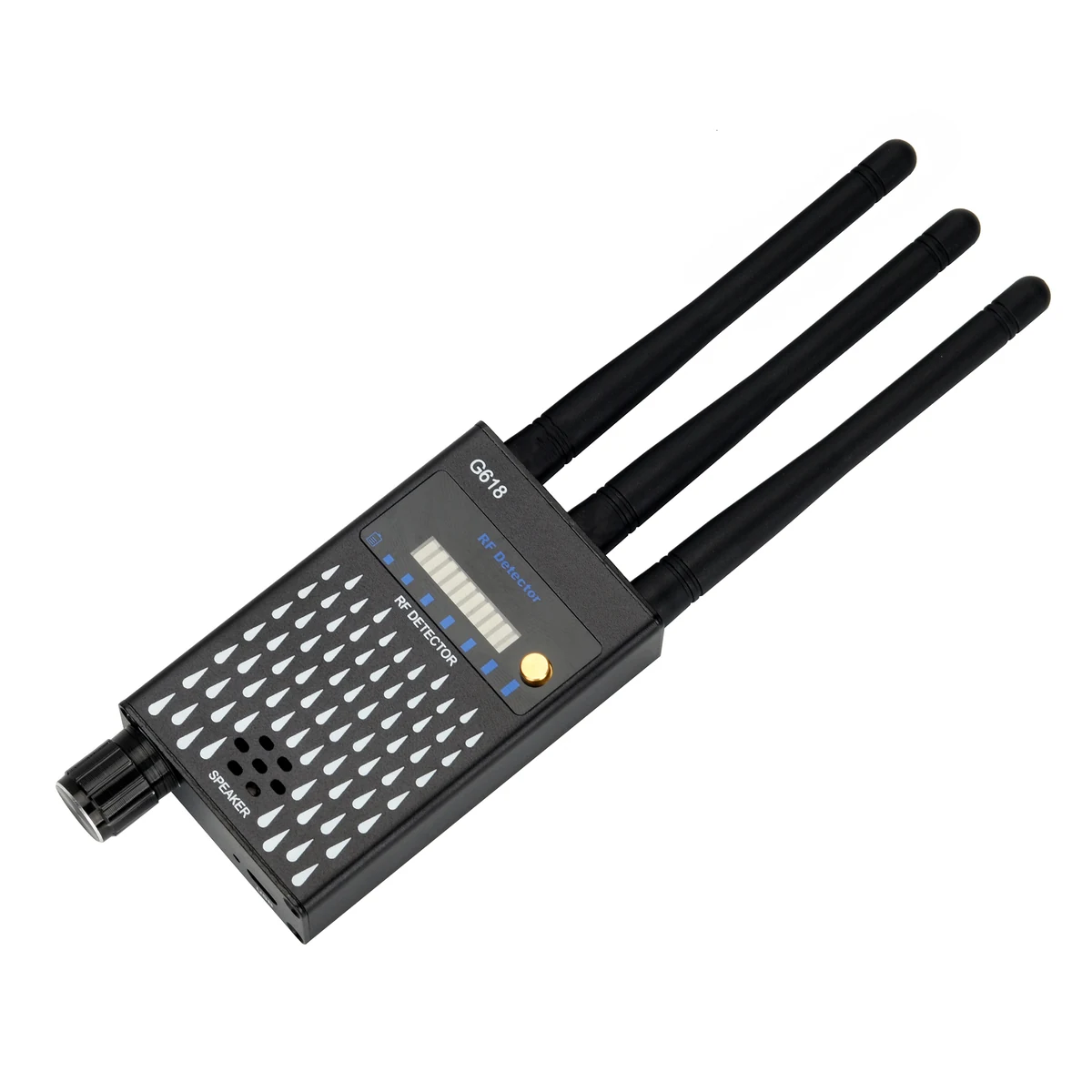 Angled view of G618 portable RF signal detector