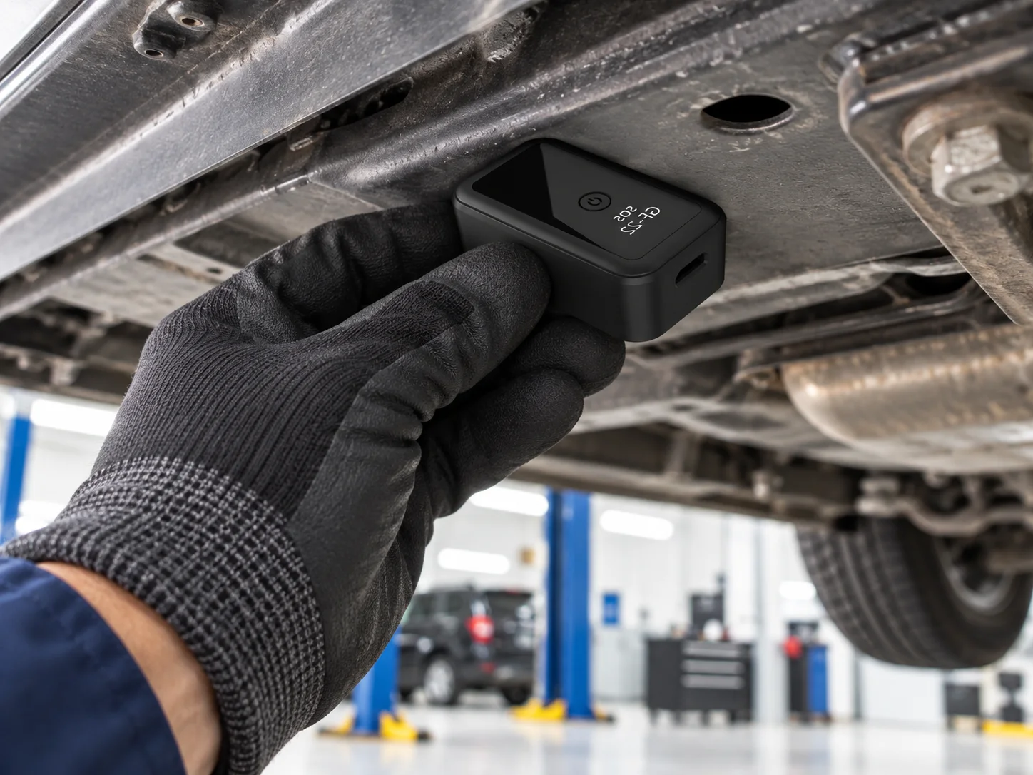 GF22 Magnetic GPS Tracker placed beneath a vehicle