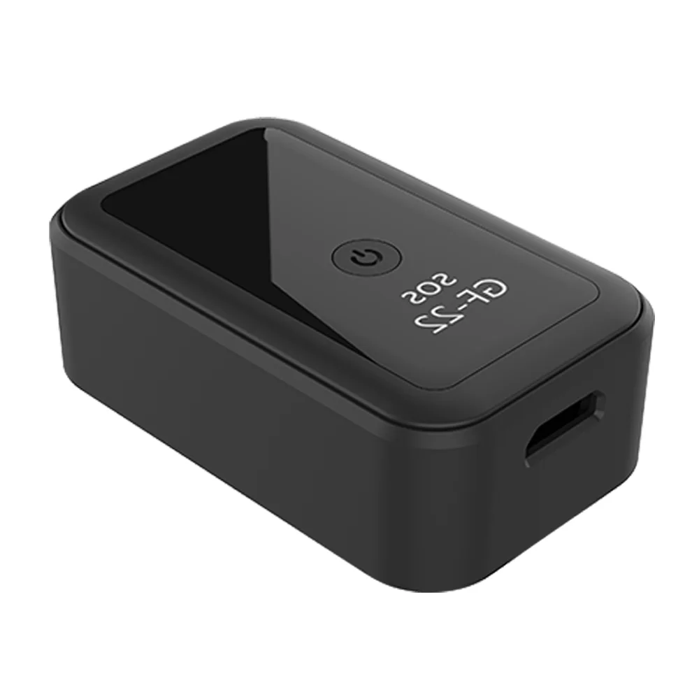 GF22 Magnetic GPS Tracker angle view with charging port