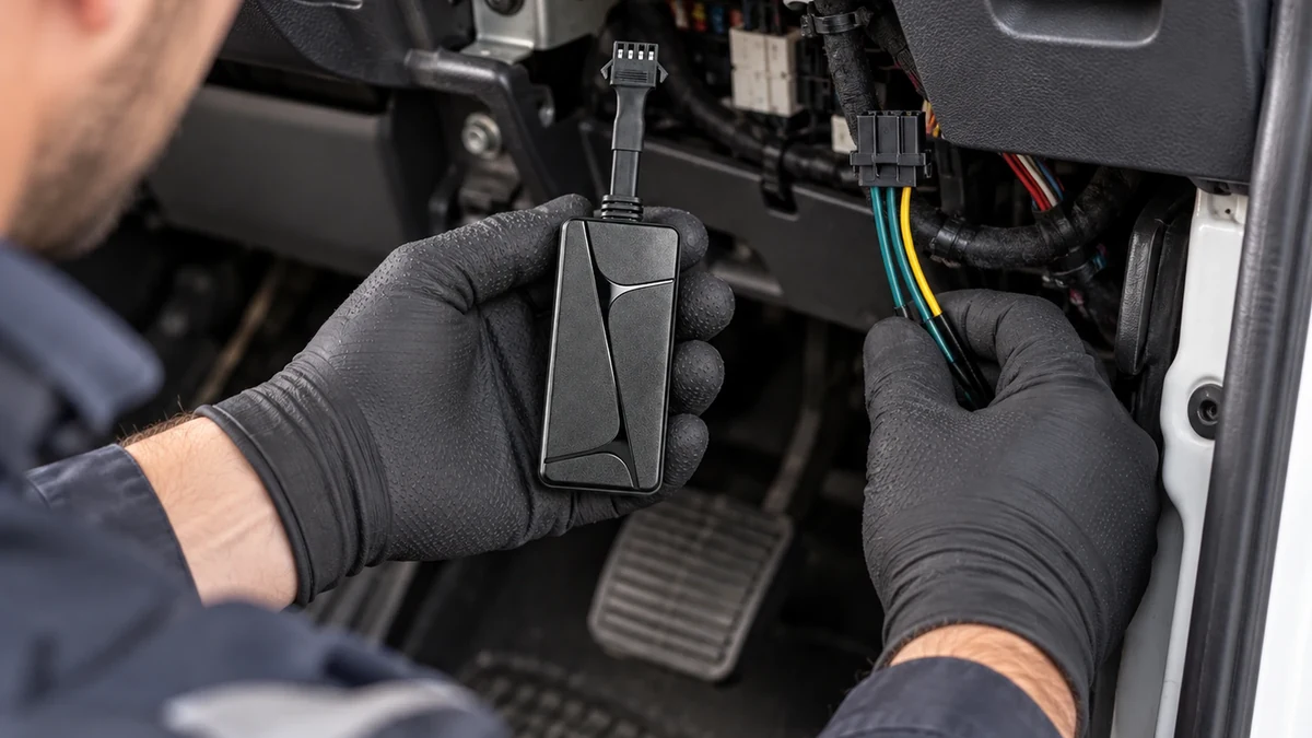 QZT N70 tracker shown in a dashboard installation scene