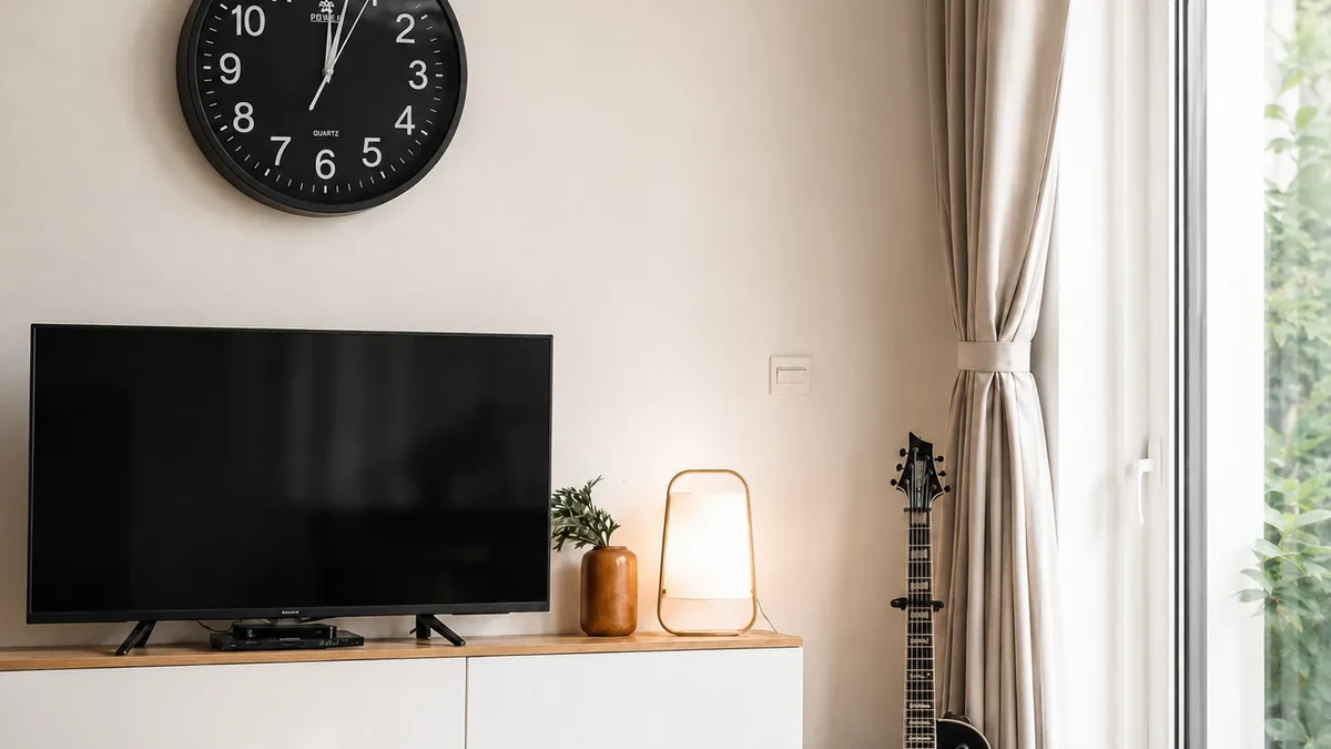 Telecamera con orologio da parete QZT installata in un ambiente interno simile a un ufficio