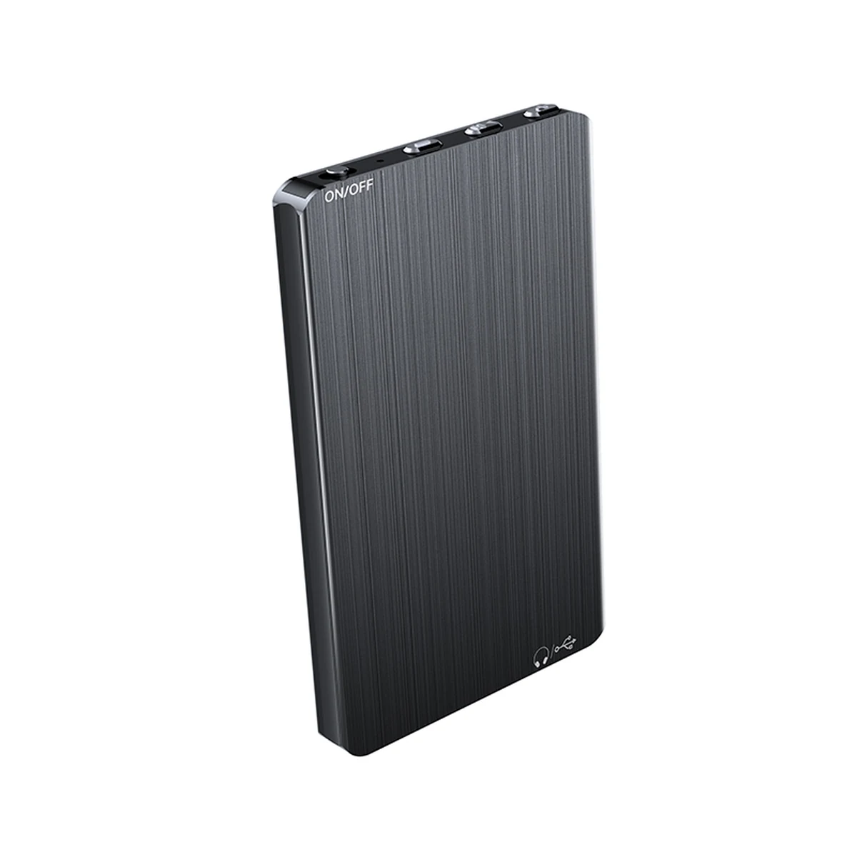 M2 ultra-thin magnetic recorder showing side buttons and switch