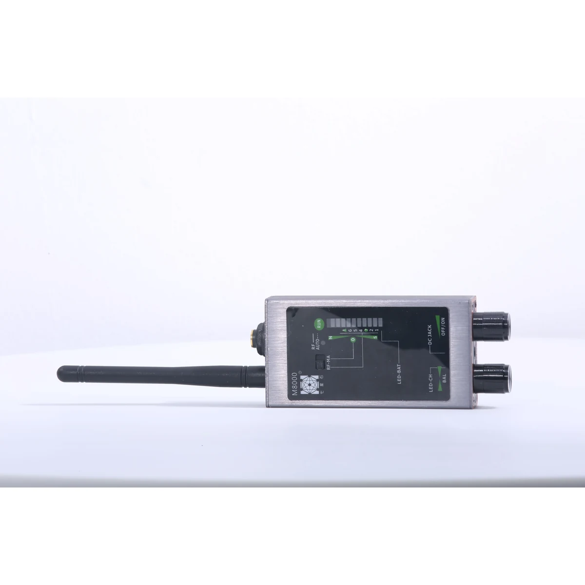 M8000 front panel and RF antenna on white