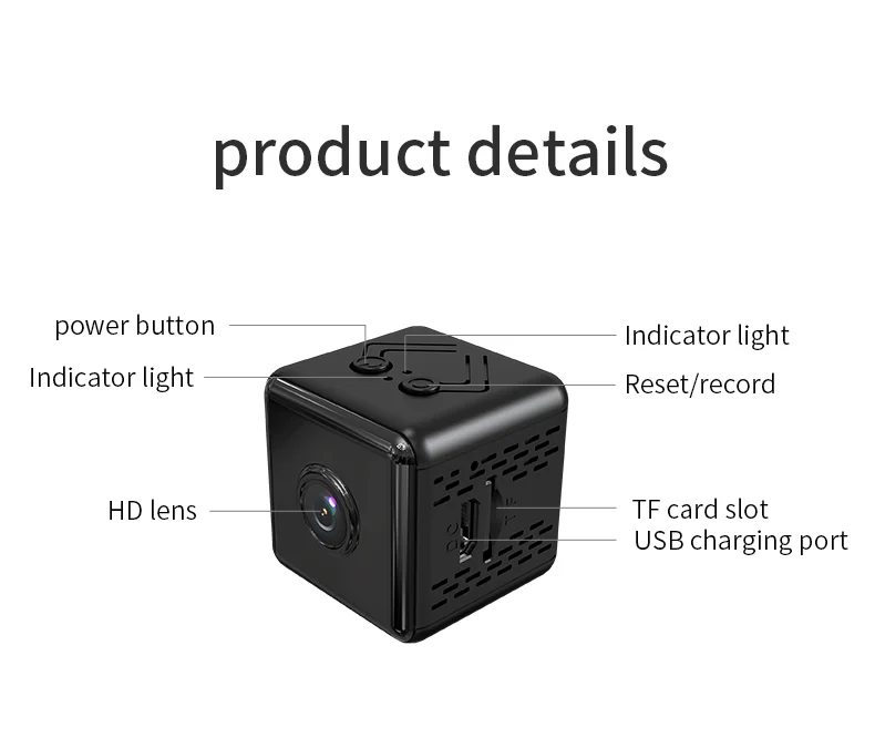 Magnetic WiFi Mini Camera with Sound Detection hardware detail