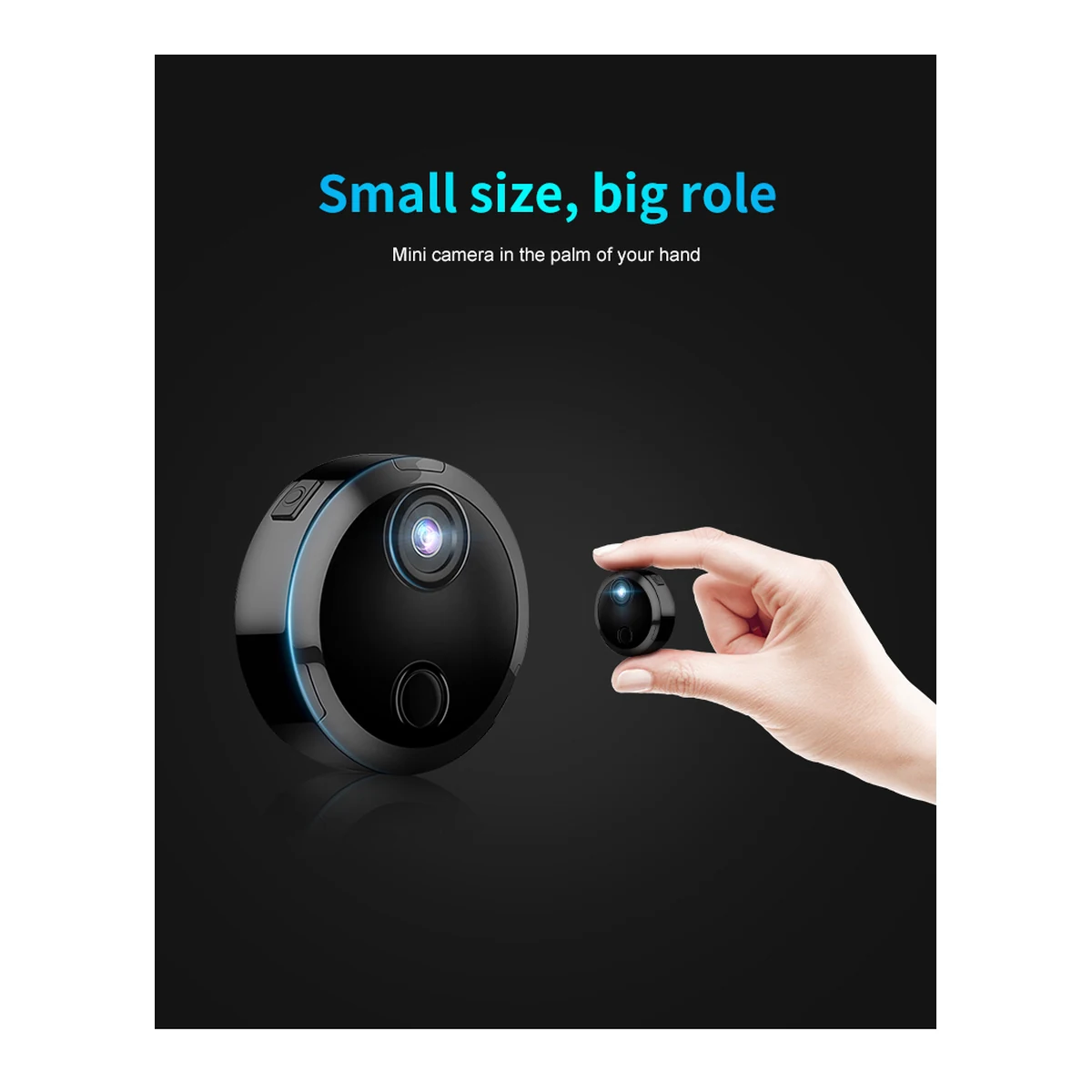 WiFi Mini Camera with Sound Detection HDQ15, hand scale view