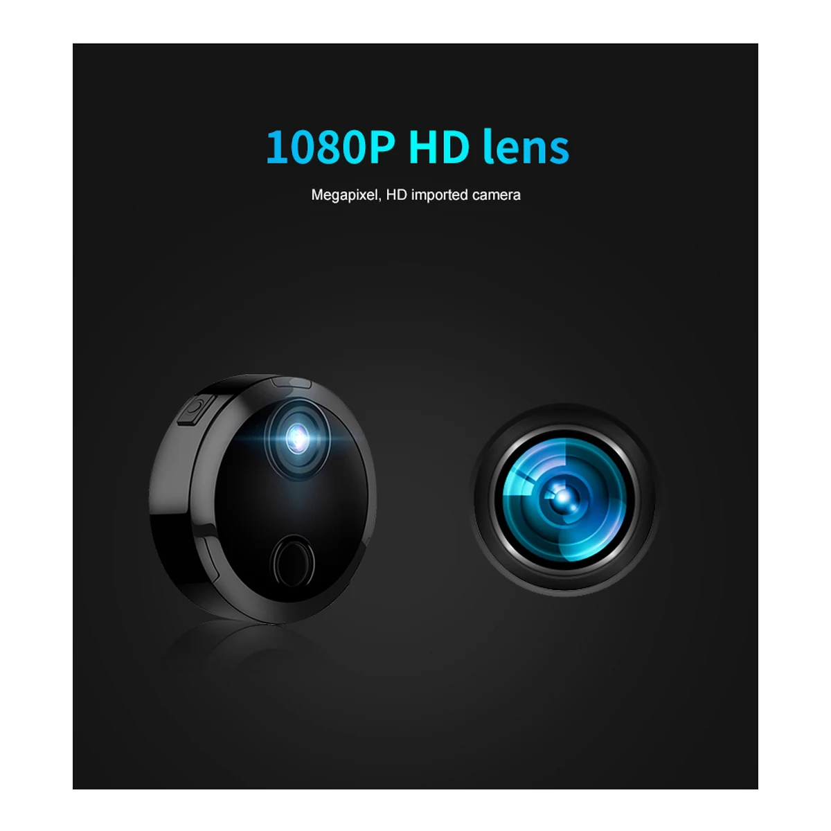 WiFi Mini Camera with Sound Detection HDQ15, lens close-up