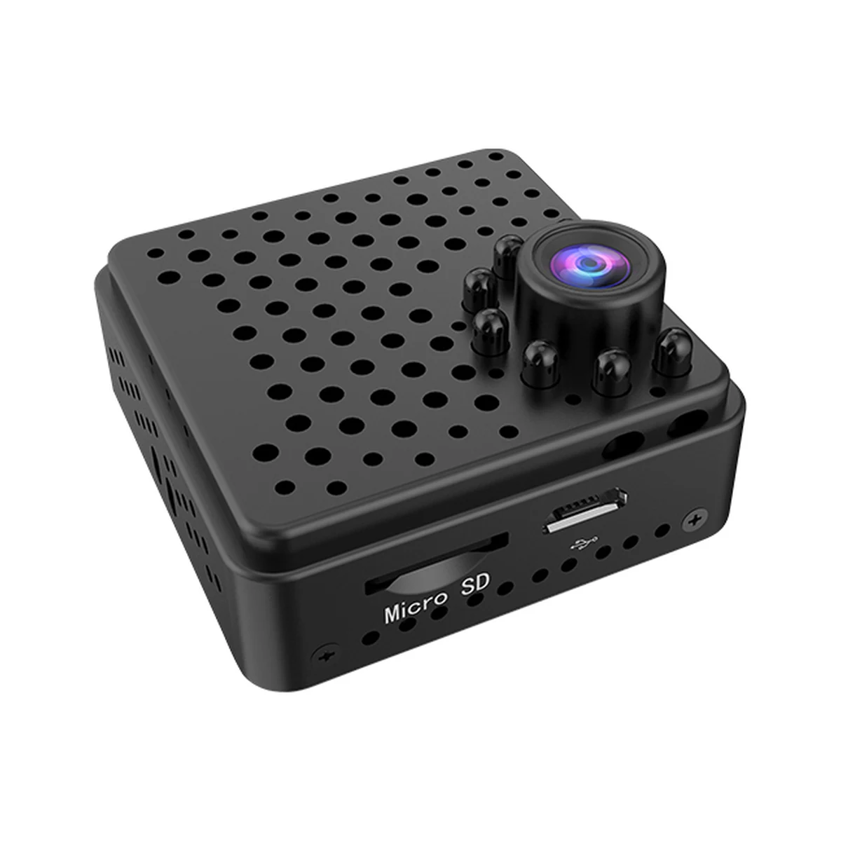 Wide-Angle WiFi Mini Camera with 1000mAh Battery W18, front and controls