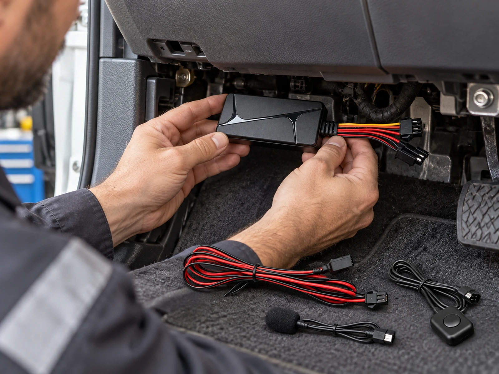 N80 4G Vehicle GPS Tracker dashboard installation with SOS and microphone