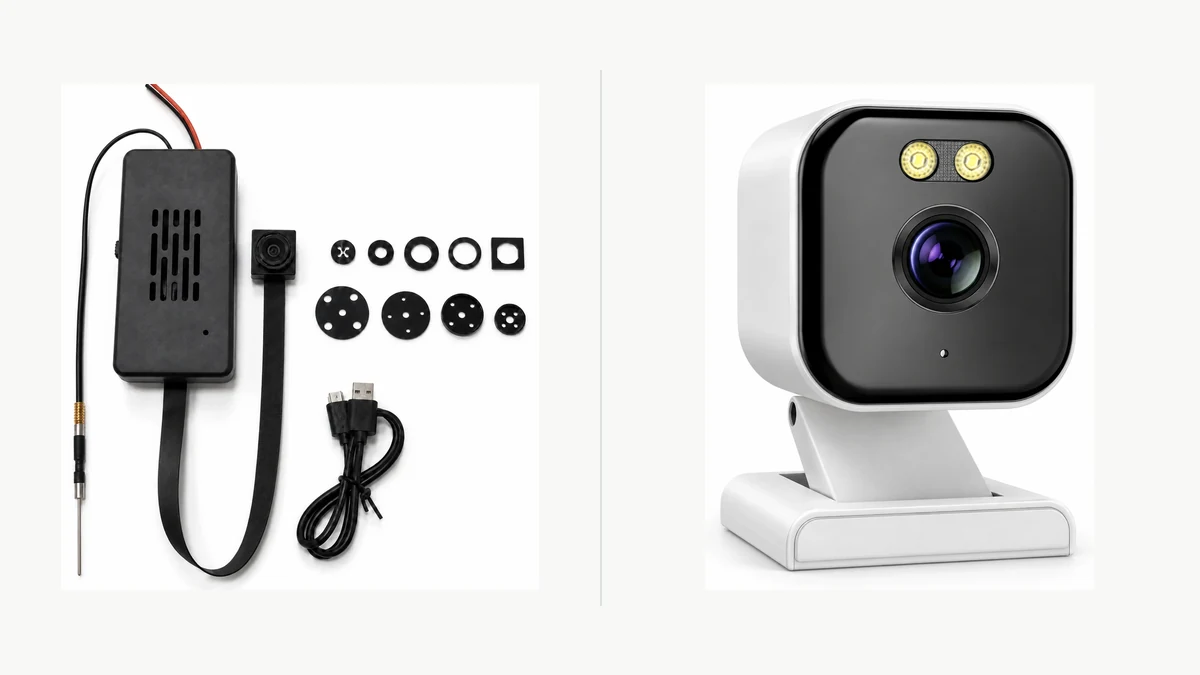 Older QZT DIY C10 Tuya module beside the newer C10 compact indoor camera