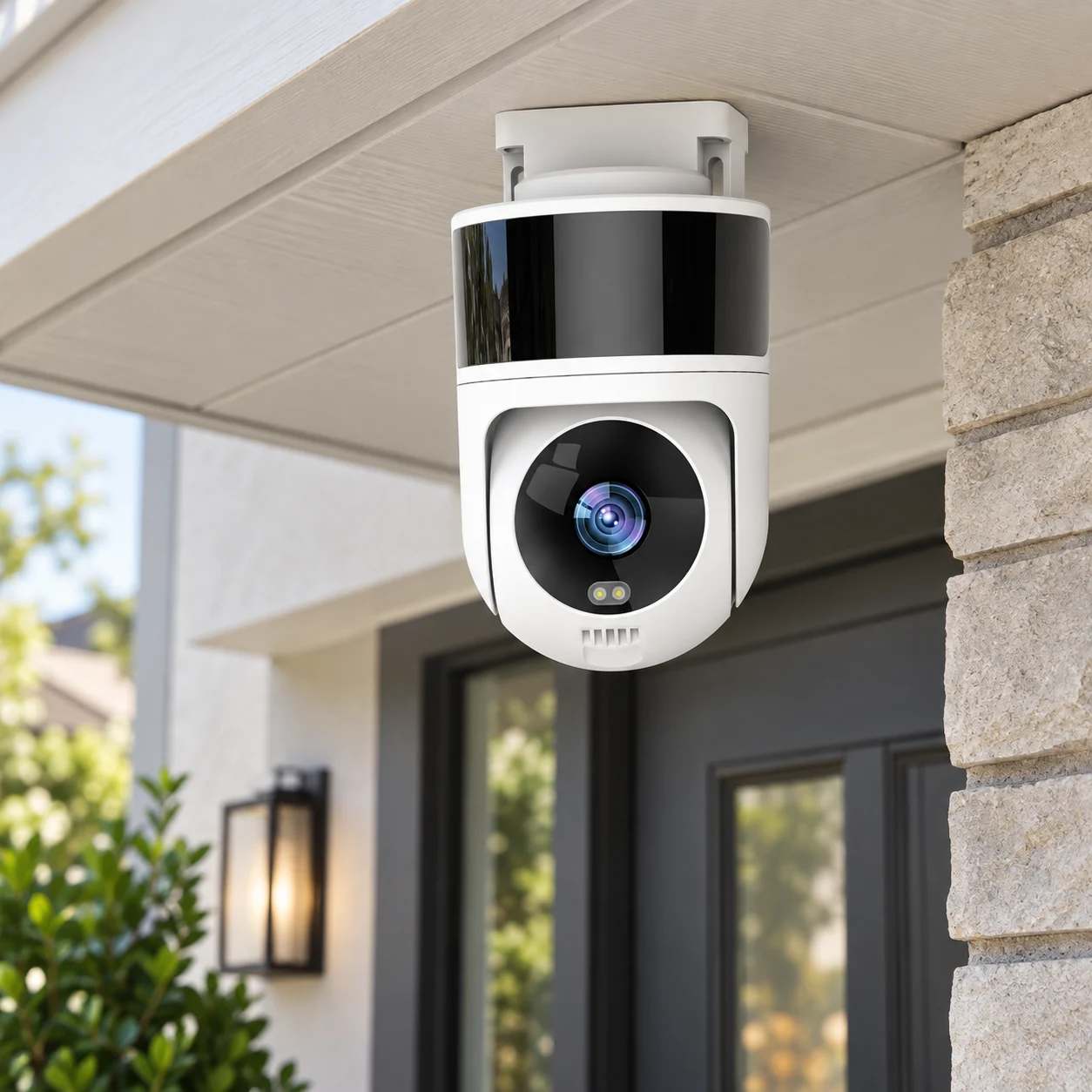 C40 pan-tilt camera mounted beneath a roof overhang