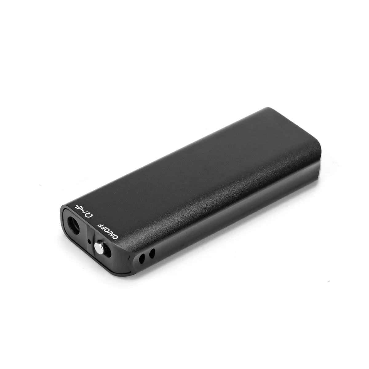 Q23 slim black voice recorder angled side view