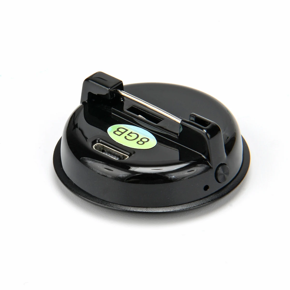 Q3 voice recorder rear clip and charging port on white