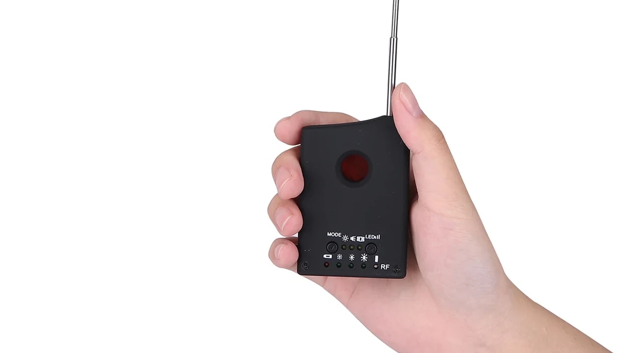 DT01 detector held in hand with telescopic antenna extended