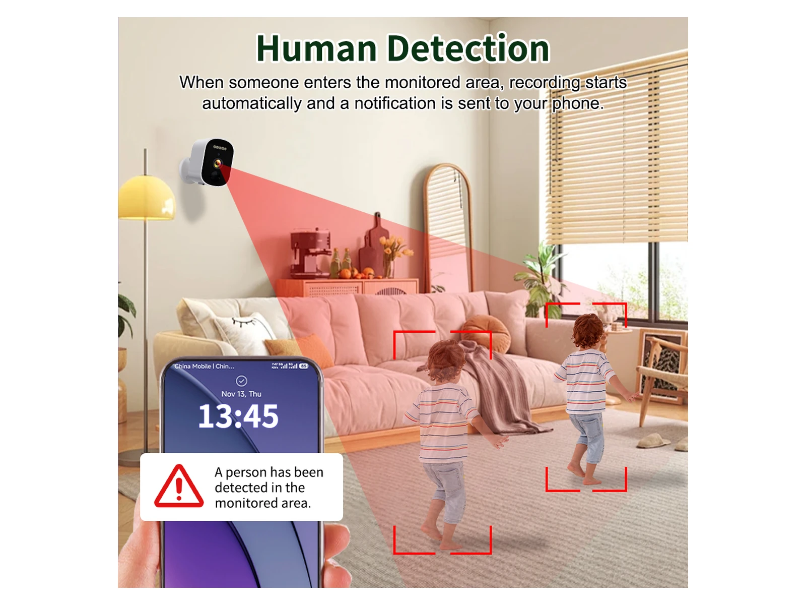 S16T battery camera human detection graphic