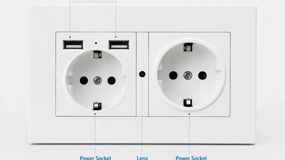 QZT S2 wall-socket camera in an office-style use case