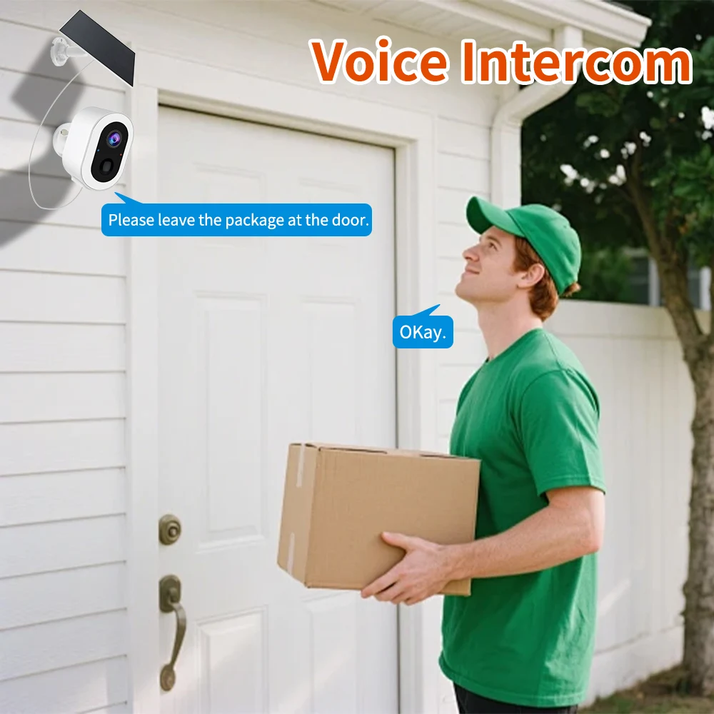 S7L-SP-4G3 solar camera two-way audio use at an entrance