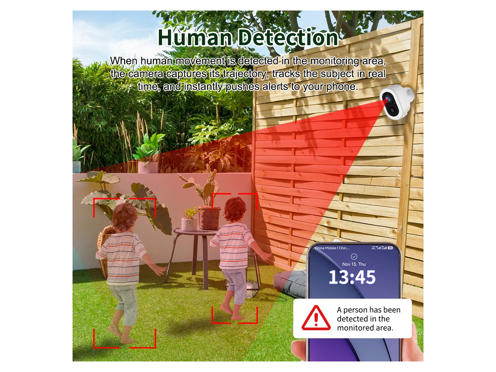 S7T battery camera human detection graphic