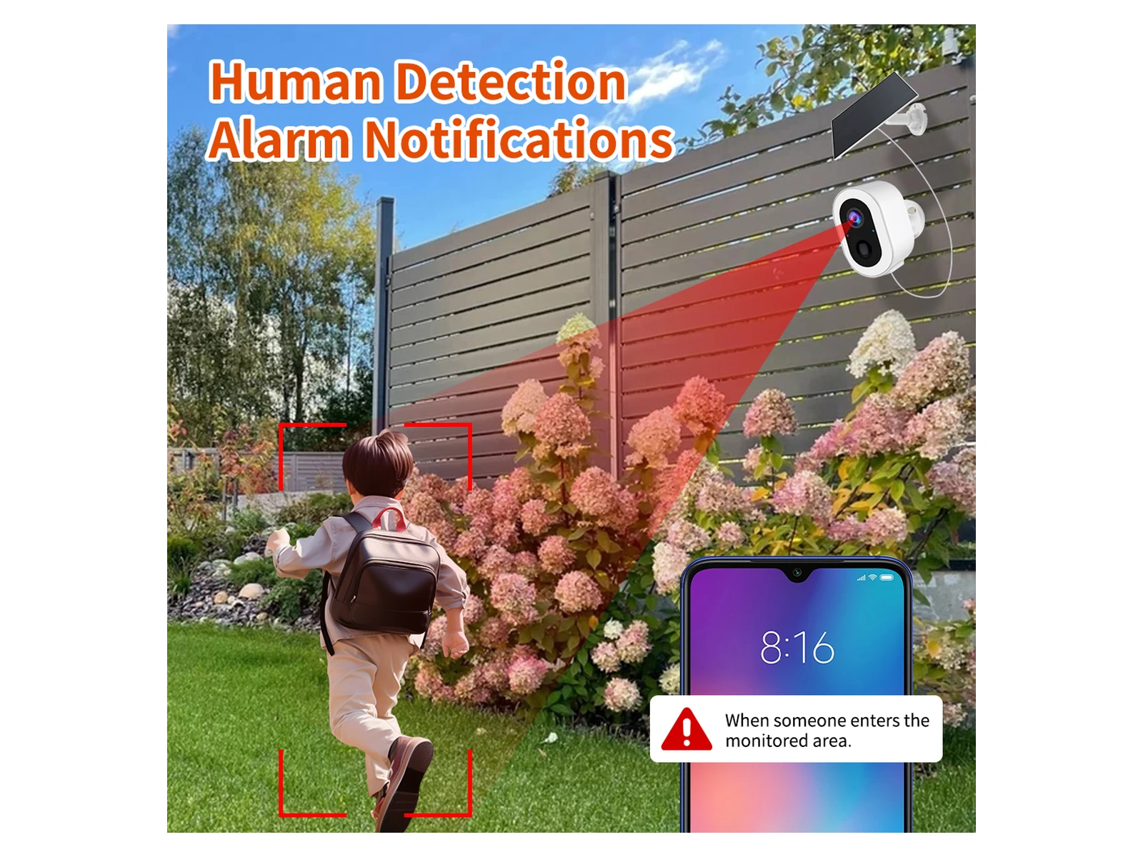 S7T-SP Solar Battery Security Camera human detection alert