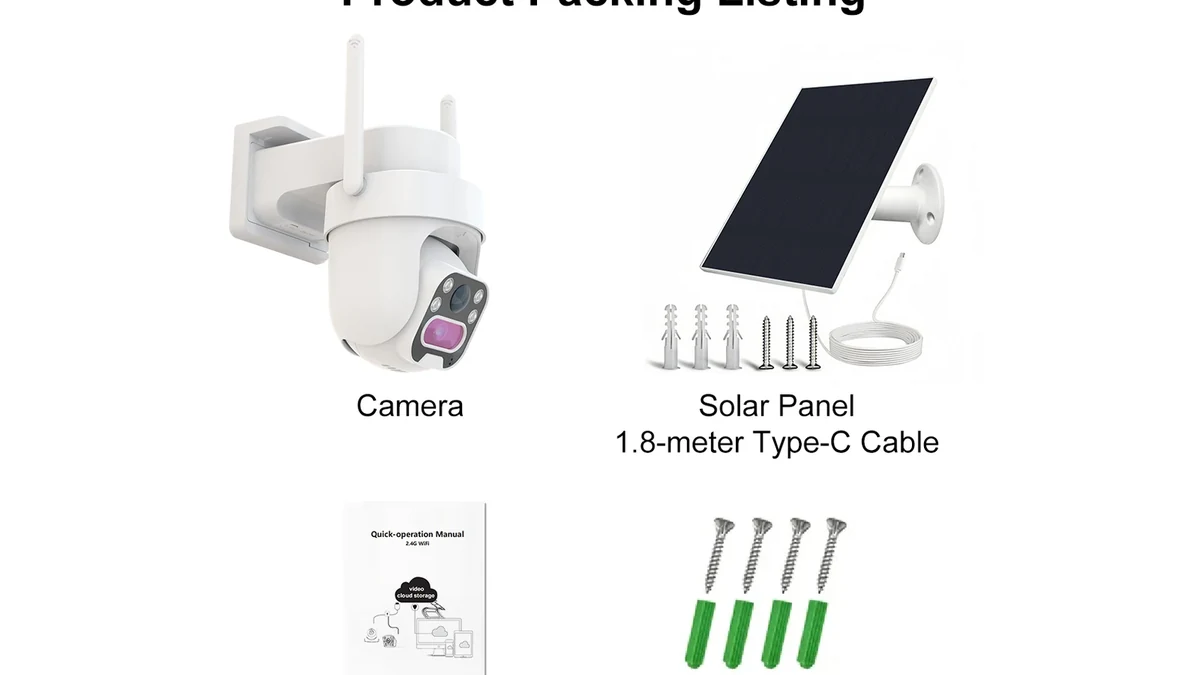 QZT C45L-Kamera, Solarpanel, Kabel und Montagematerial zur Musterprüfung