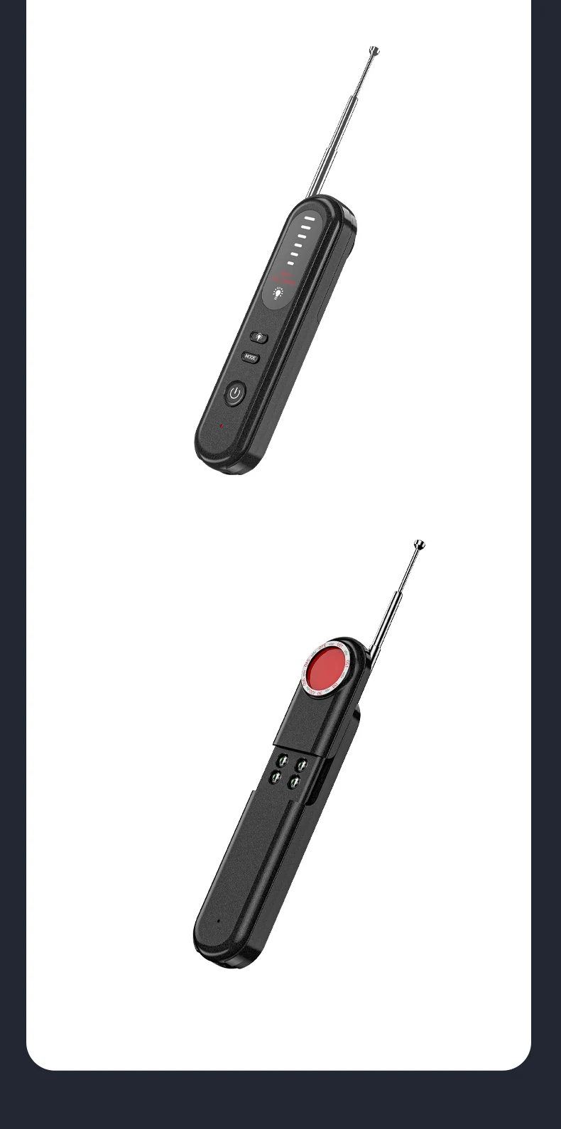 T01 optical viewer and telescopic antenna from two angles