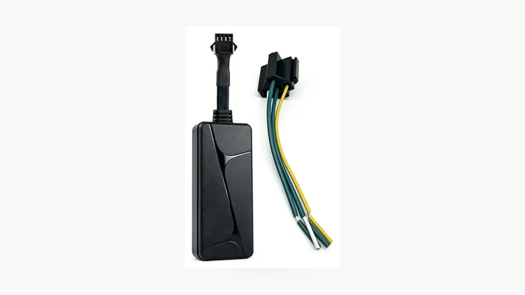 QZT N70 wired vehicle GPS tracker with harness on a clean background