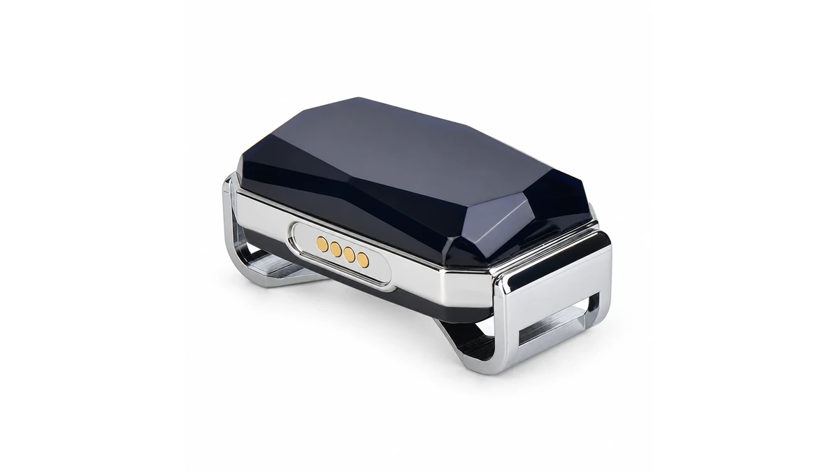 QZT G12 2G pet GPS collar tracker in a metal collar bracket