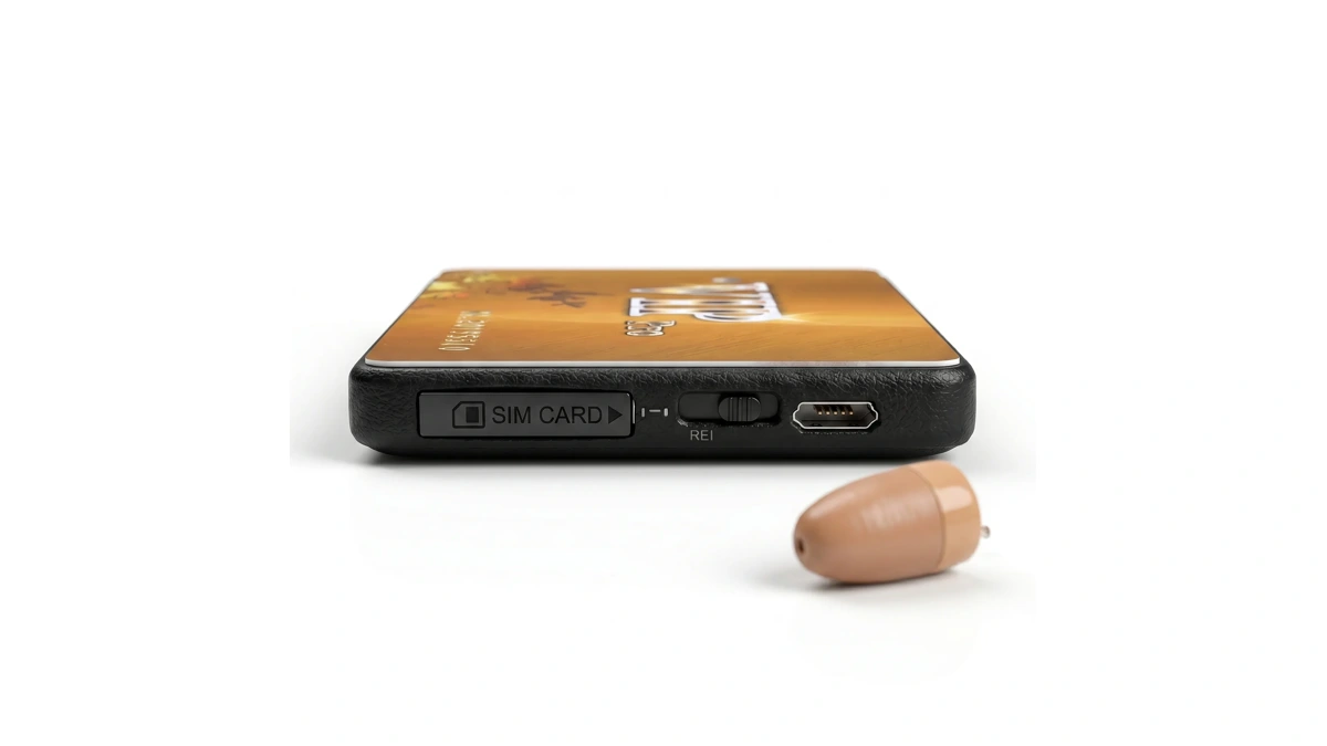QZT VIP GSM communicator side with labelled SIM slot, switch and charging connector