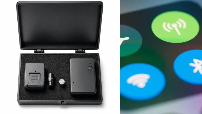 QZT BT01 Bluetooth earpiece kit beside a smartphone used for pairing checks